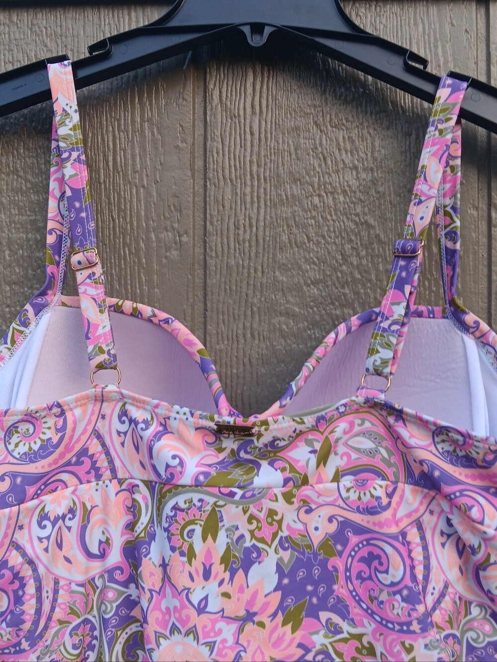Nicole Miller Studio Pink Paisley Tankini Swim Top Size XL - Picture 5 of 7
